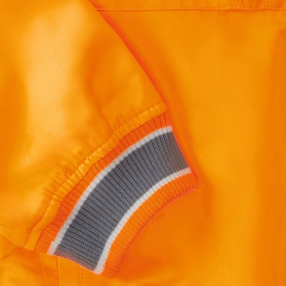 Fabletics Desert Sun Yellow Raincloud Grey Satin Bomber Jacket Size Large - Picture 3 of 16